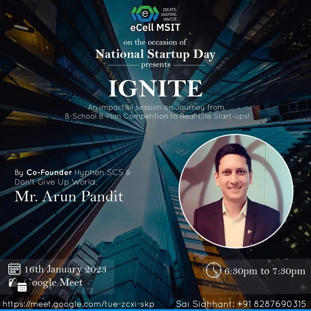 Arun Pandit’s ‘IGNITE’ Talk: A Journey from IIFT to Hyphen SCS