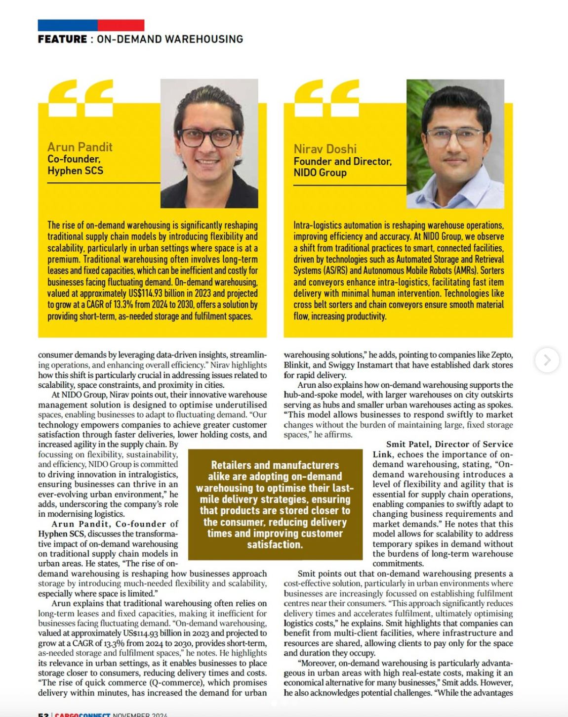 Arun Pandit of Hyphen SCS Featured in CARGOCONNECT Magazine: On-Demand Warehousing in Urban Settings